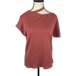 Gibson Look Women’s Cold Shoulder Ruched Knit Top Terracotta/Pinkish Hue Size XS